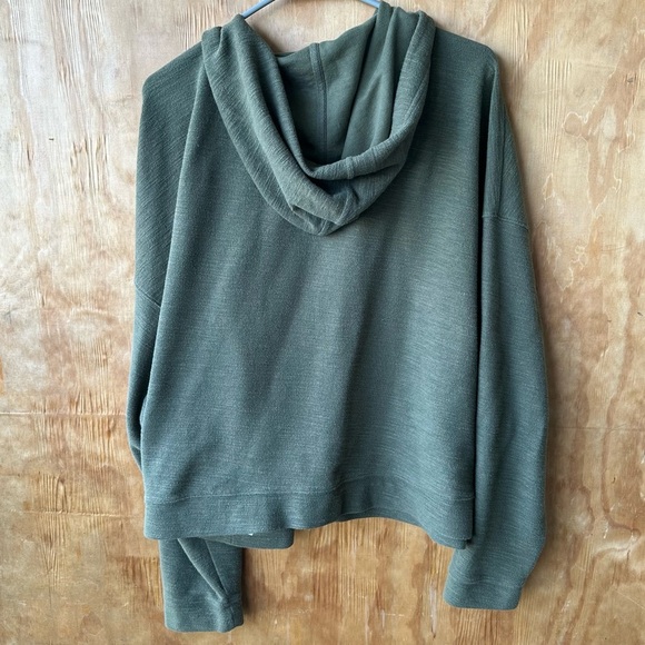 Old Navy Cropped Lightweight Olive Green Full Zip Hooded Sweatshirt - Picture 7 of 8